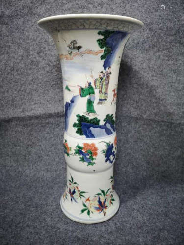 A Famille Verte Beaker Vase of Qing Dynasty