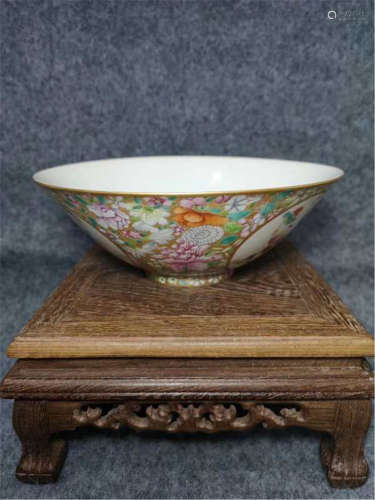 A Famille Rose Gilt Conical Bowl of Qing Dynasty