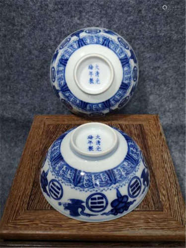 A Blue and White Crane Bowl of Qing Dynasty