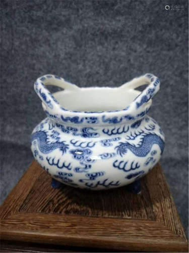 A Blue and White Censer of Qing Dynasty