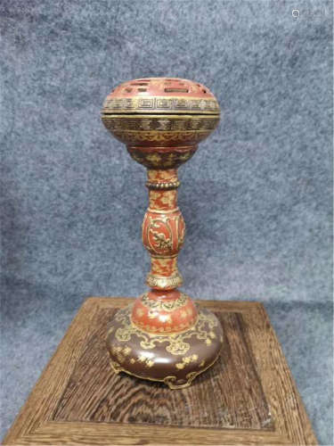 A Famille Rose Hat Stand of Qing Dynasty