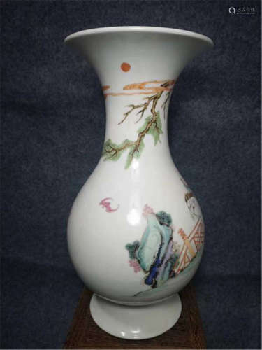 Qing Dynasty Yongzheng pink color figure Guanyin bottle