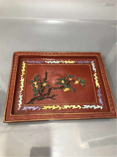 A Porcelain Tea Tray of Qing Dynasty.
