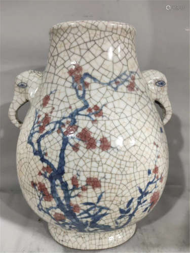 An Underglaze Blue and Copper Red Jar Qing Dynasty