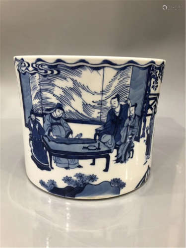 A Blue and White Brusher Qing Dynasty