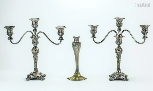 Regency Style Plated Candelabras, Deco Candlestick