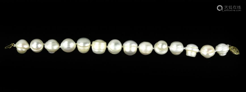 Hand Knotted Bracelet w Large Baroque Pearls