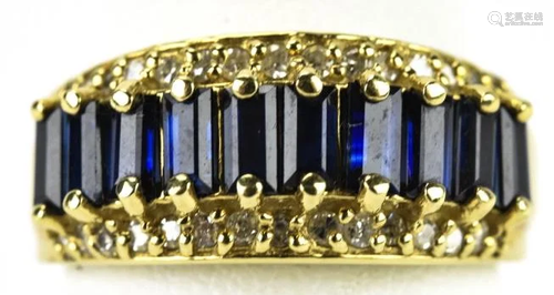 Vintage Designer 14k Gold Sapphire & Diamond Ring