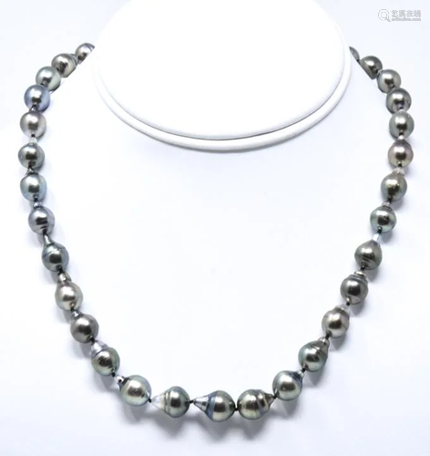 Cultured Baroque Black Tahitian Pearl Necklace