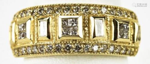 Vintage Designer 14k Yellow Gold and Diamond Ring