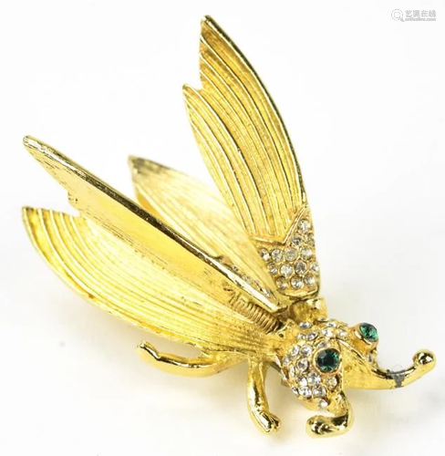 Vintage C 1950s Gilt Metal En Tremblant Brooch