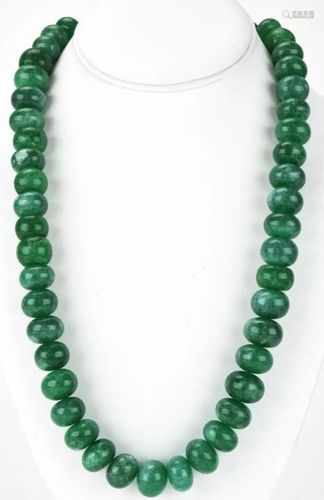 Handmade Necklace w 950 Carats of Emerald Beads