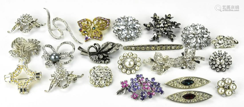 Lot Vintage Costume Rhinestone Pins / Brooches