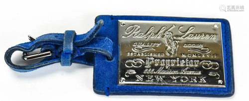 Ralph Lauren Suede & Silver Tone Key Chain