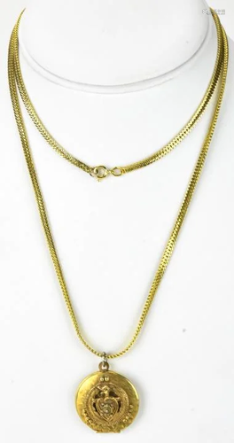 Estate Gold Fill Locket Necklace Pendant on Chain