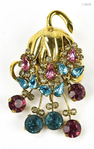 Fashion Craft by Robert Gilt Rhinestone Flower Pin