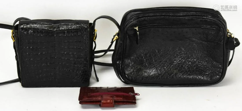 3 Vintage Exotic Leather Handbags / Wallet