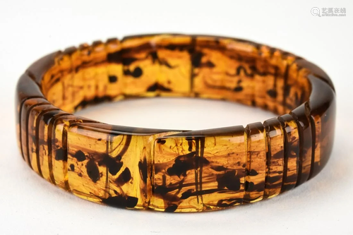 Vintage Faux Tortoise Acrylic Bangle Bracelet