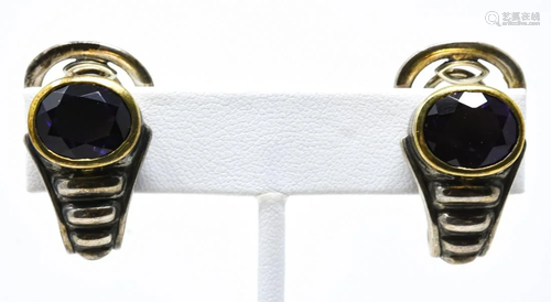 Vintage Lagos Caviar Sterling & 18kt Gold Earrings