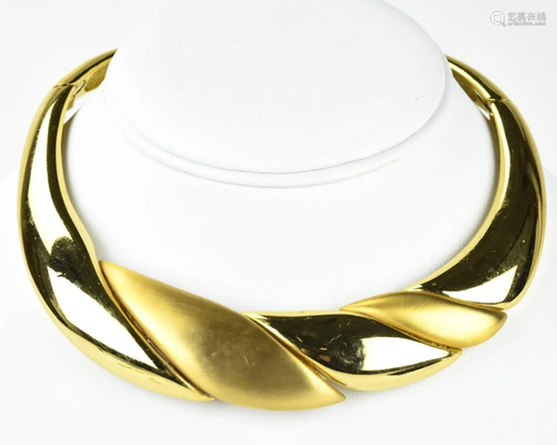 Vintage Lanvin Paris Gilt Metal Collar Necklace