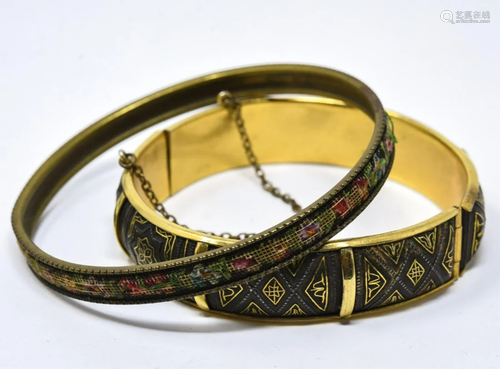 Two Vintage Gilt Metal Bangle Bracelets