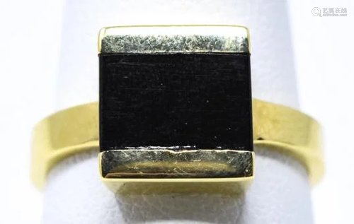 Bernard Passman 18kt Yellow Gold Black Coral Ring