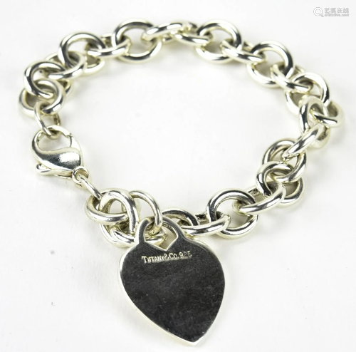 Vintage Tiffany Sterling Heart Tag Charm Bracelet