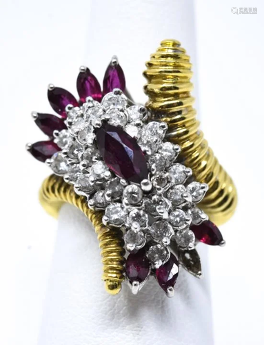 Estate 18kt Yellow Gold Ruby & Diamond Ring