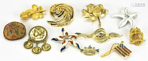 Collection Vintage Costume Jewelry Brooches / Pins