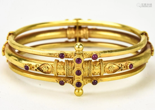 Indian 18-22k Gold Bracelet with Rubies