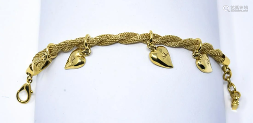 Vintage Karl Lagerfeld Gilt & Heart Charm Bracelet