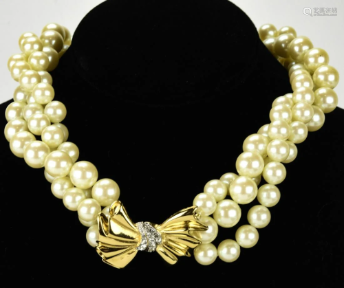 Givenchy Costume Pearl and Bow Necklace
