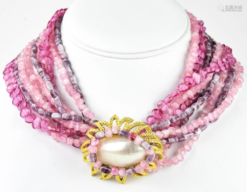 Hattie Carnegie Art Glass Multi Strand Necklace