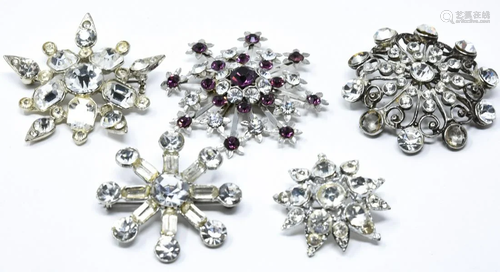 Collection of Vintage Rhinestone Star Brooch Pins