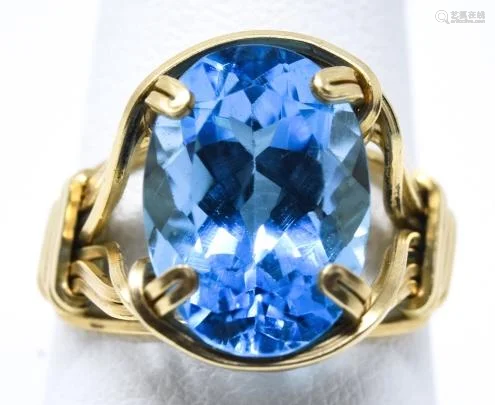 Vintage 14kt Yellow Gold & Aquamarine Ring