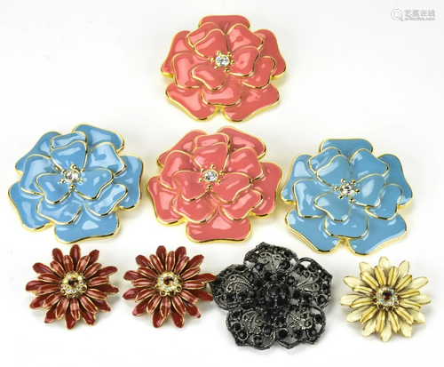 8 Designer Costume Flower Brooches / Pins