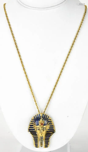 Costume King Tut Vermeil Pendant Gold-Filled Chain