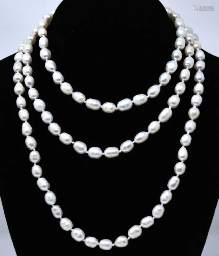 Hand Knotted High Luster Baroque Pearl Necklace