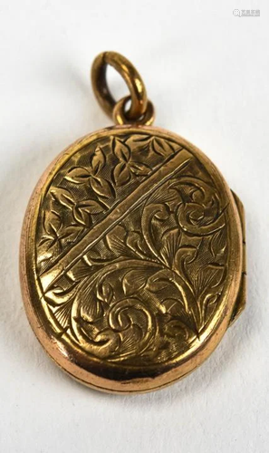 Antique 19th C English Gold Top Locket Necklace