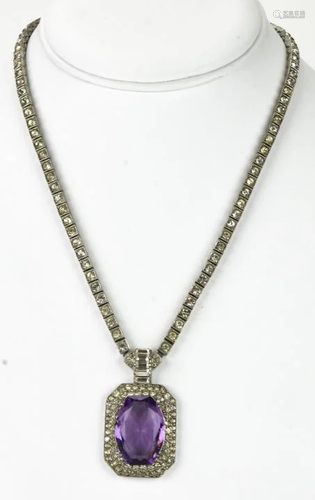 Otis Sterling Silver Necklace Amethyst Paste Penda