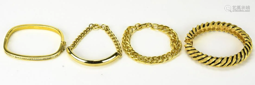 Lot of 4 Vintage Costume Gold Tone Bracelets