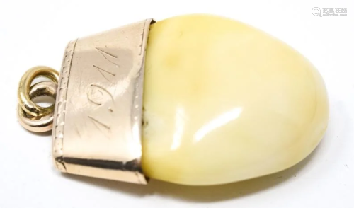 Antique C 1911 14k Yellow Gold Elk's Tooth Pendant