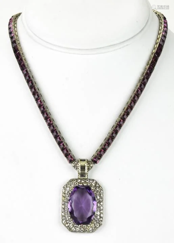 Otis Sterling Necklace Amethyst Paste Pendant