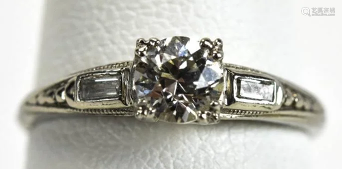 Estate Platinum Old European Cut .55 Diamond Ring