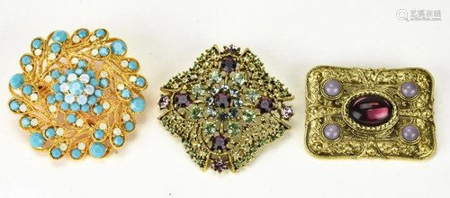 Trio of Large Designer Brooches Including Graziano