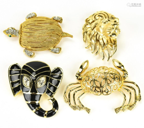 Lot of 4 Vintage Animal Form Brooch Pins