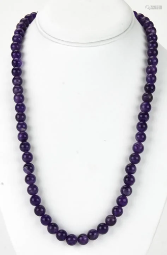 Round Amethyst Bead Necklace Strand