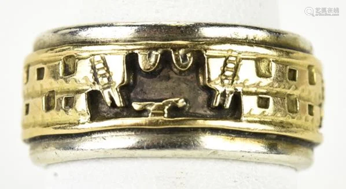 Bruce Morgan Sterling 14K Gold Navajo Pueblo Band