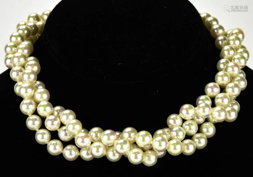 Majorica Costume Pearl Triple Strand Necklace