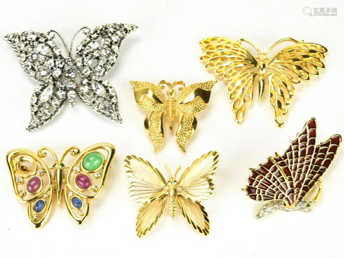 Lot of 6 Vintage Butterfly Pins/Brooch